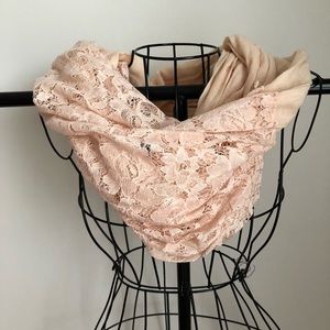 Peach/Pink Lace Infinity Scarf